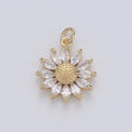 Gold Crystal Sunflower Gold plated Charm - D - 483 - DLUXCA