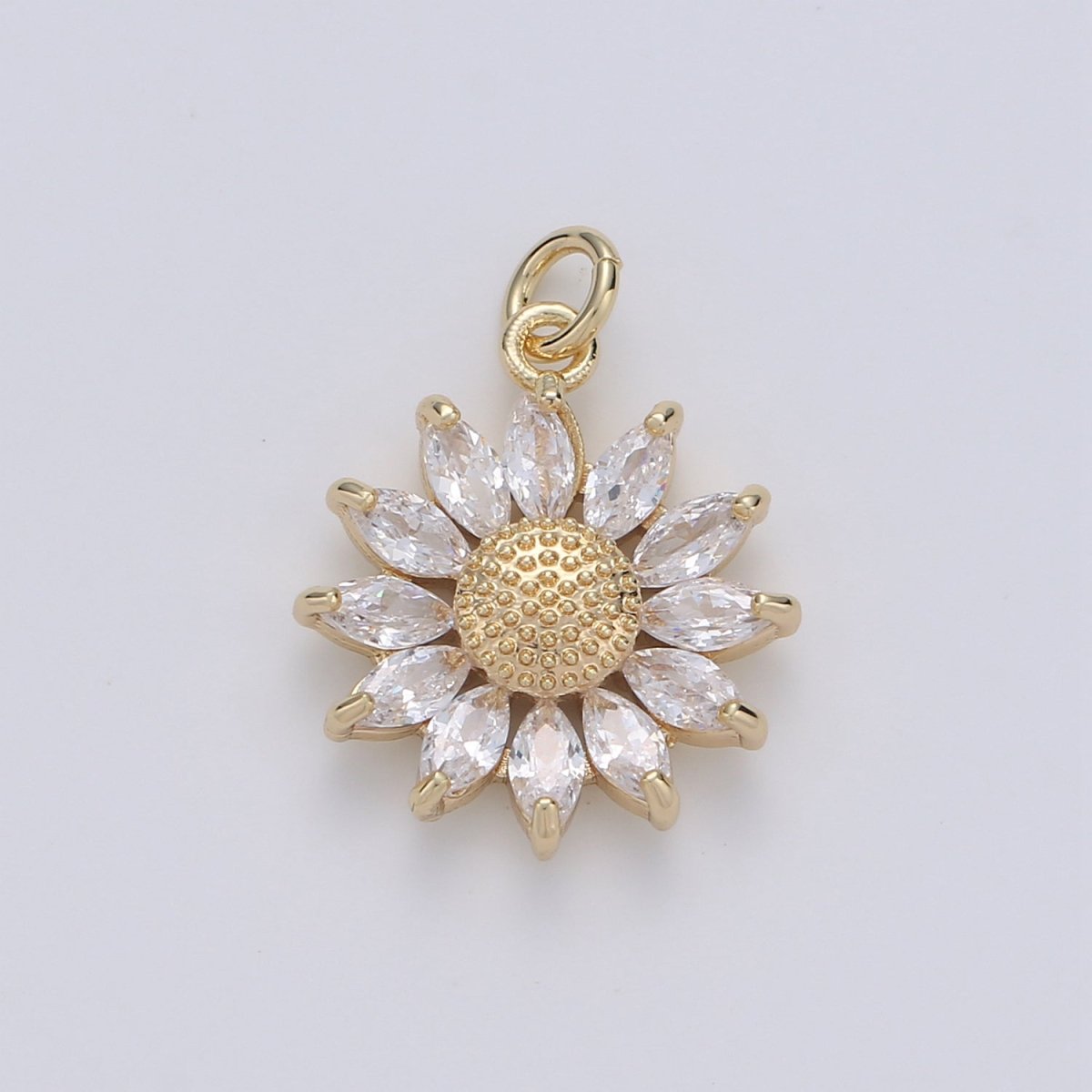 Gold Crystal Sunflower Gold plated Charm - D - 483 - DLUXCA