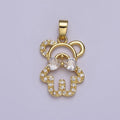 Gold Cubic Panda Bear Pendant Charm For Jewelry Necklace Making J-540 - DLUXCA
