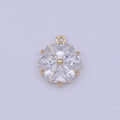 Gold Cubic Zirconia Six Sided Hexagon CZ Charm For Add on Jewelry Making | X-714 - DLUXCA