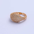 Gold CZ Pave Square Signet Midi Ring Diamond Signet Pinky Ring Open Adjustable O-2237 - DLUXCA
