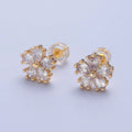 Gold Daisy Floral Stud Earring T-463 - DLUXCA