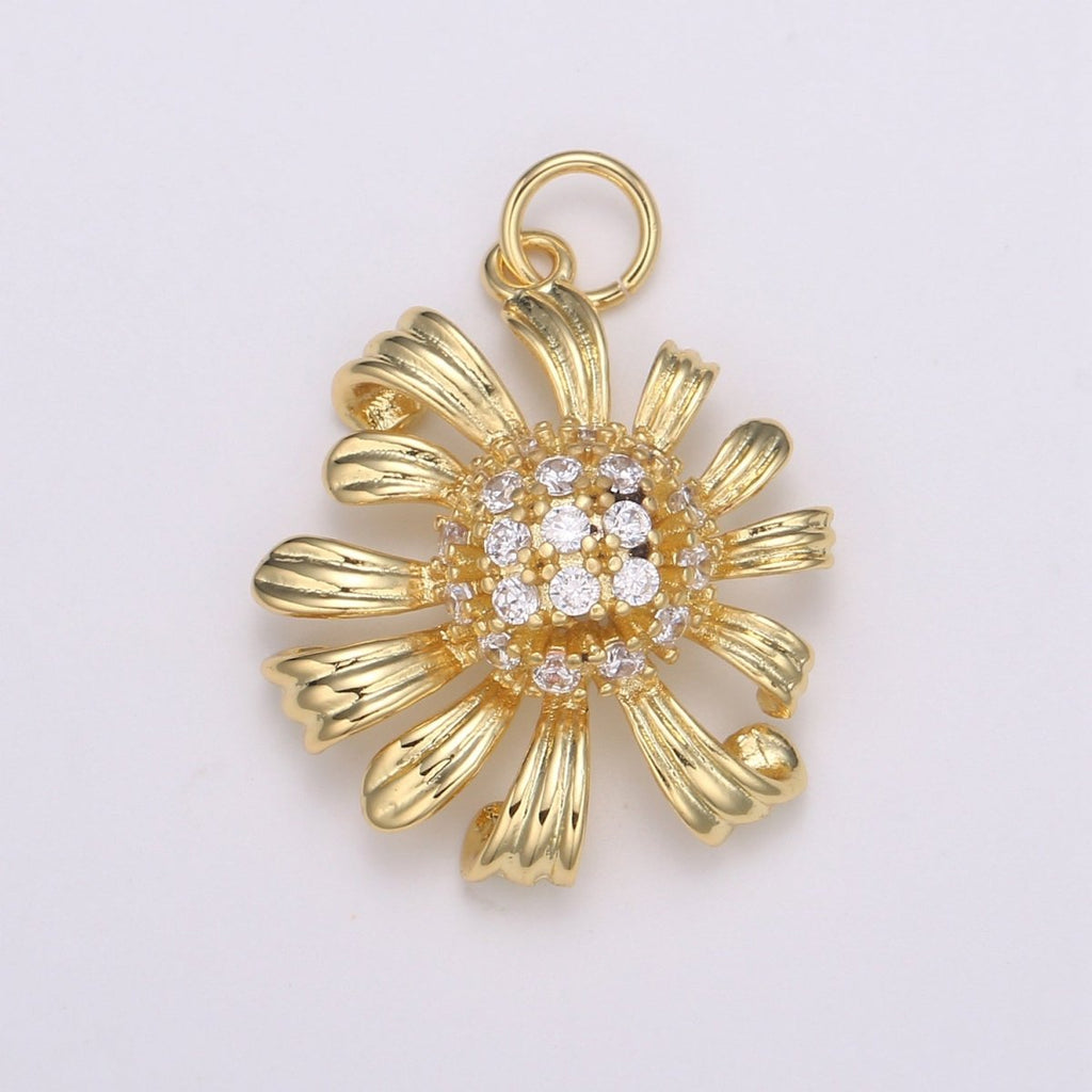 Gold Daisy Jasmine Charm 25.5x18mm - Mini Flower Charm Dainty Sun Flower Charm Floral for bracelet earring necklace supply E-196 E-787