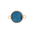 Gold Dark Blue Round Druzy Drusy Druzzy Agate Gemstone DIY Gift Bracelet Charm Bead Connector Double Bail Pendant for Jewelry Making F-399 - DLUXCA