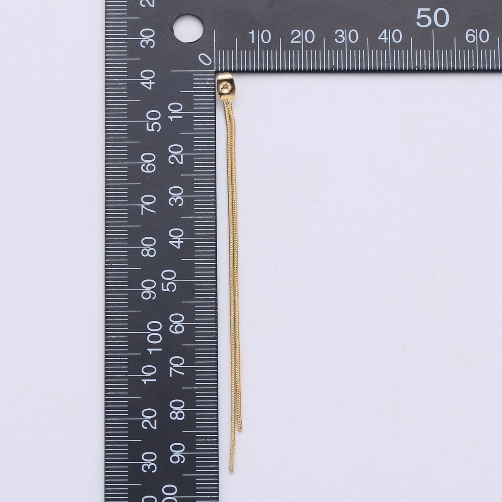 Gold Ear Back Stoppers, Earring Nuts with Long Chain 95mm, Earring Component Findings, Tassel Earring Supply K-423 - DLUXCA