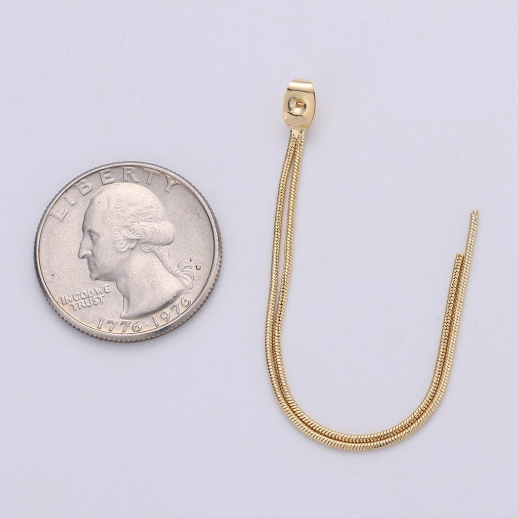 Gold Ear Back Stoppers, Earring Nuts with Long Chain 95mm, Earring Component Findings, Tassel Earring Supply K-423 - DLUXCA