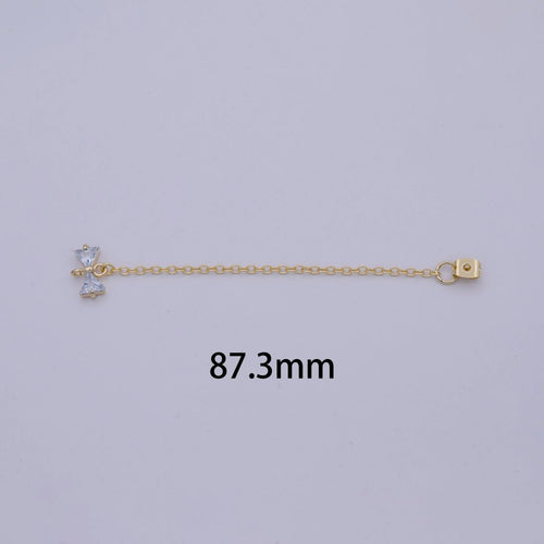 Gold Ear Back Stoppers, Earring Nuts with Long Tassel Chain 87.3mm CZ Bow Earring Component Finding K-068 - DLUXCA