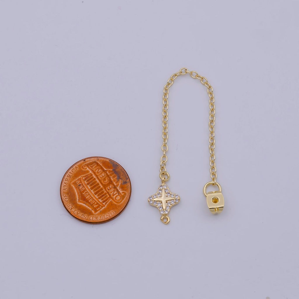 Gold Ear Back Stoppers, Earring Nuts with Long Tassel Chain 94.9mm CZ Star Earring Component Finding K-087 - DLUXCA