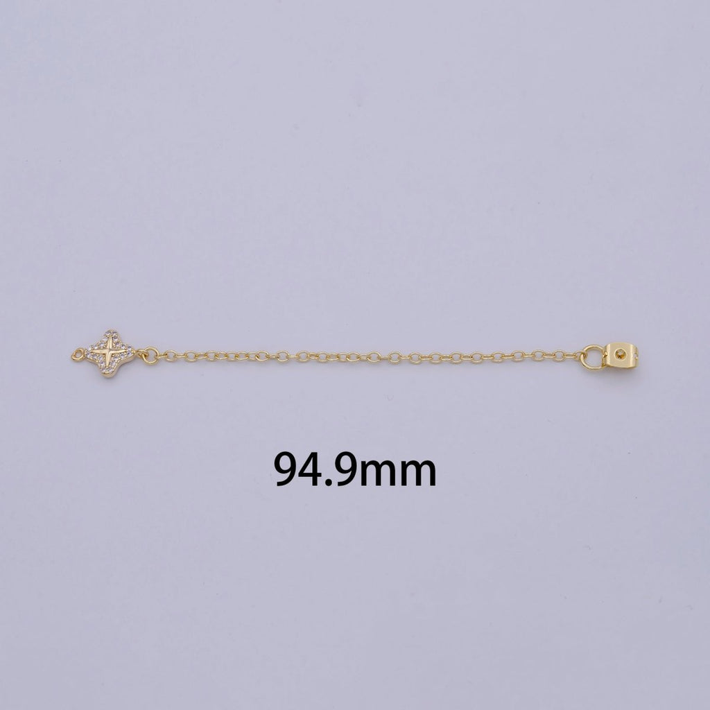 Gold Ear Back Stoppers, Earring Nuts with Long Tassel Chain 94.9mm CZ Star Earring Component Finding K-087 - DLUXCA