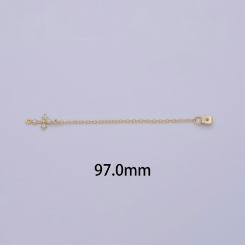 Gold Ear Back Stoppers, Earring Nuts with Long Tassel Chain CZ Cross Earring Component Finding K-138 - DLUXCA