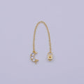 Gold Ear Back Stoppers, Earring Nuts with Long Tassel Chain CZ Moon Earring Component Finding K-136 - DLUXCA