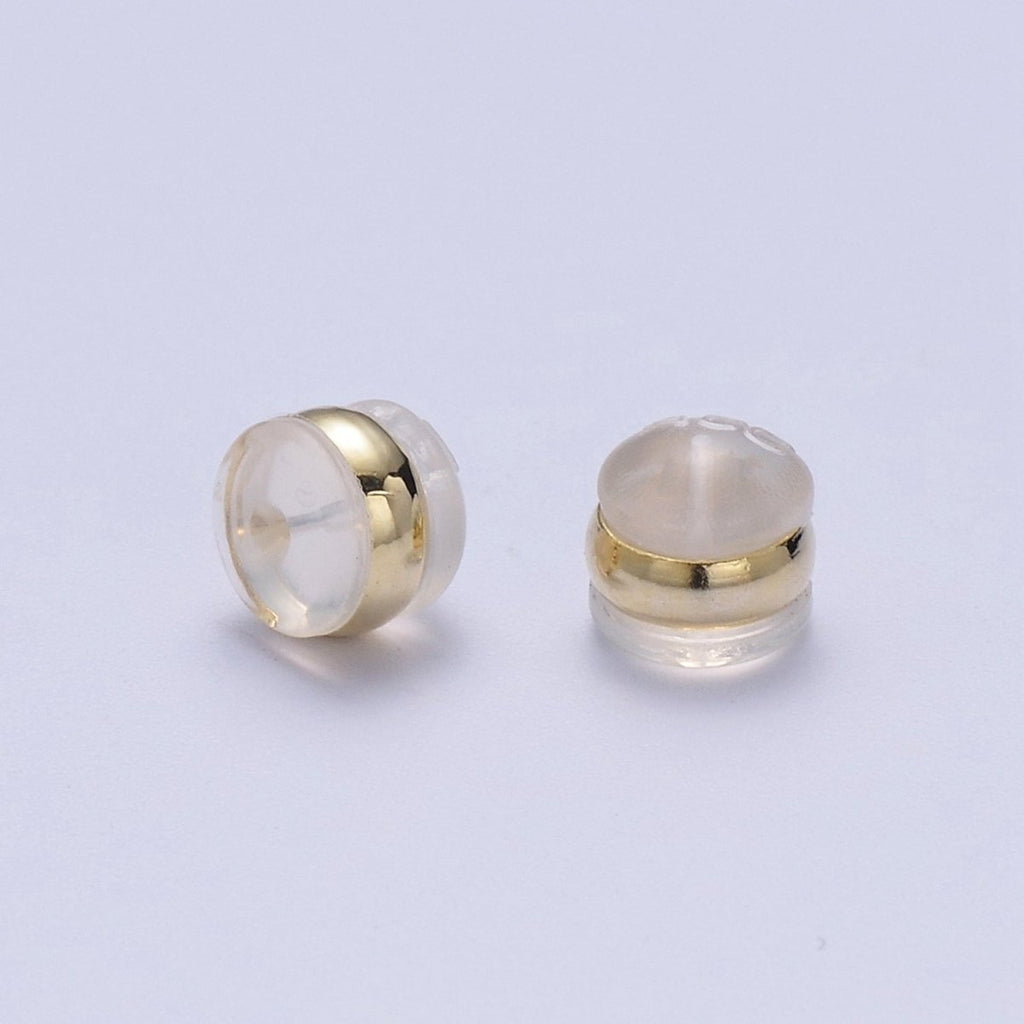 Gold Earring Backs Soft Clear Silicone Padded Mushroom Safety Grip Earring Backings Secure Hypoallergenic Pierced Studs K-211 K-214 - DLUXCA