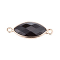 Gold Edge Jet Black Marquise Cut Shape Classic Gemstone Women DIY Craft Bracelet Charm Bead Connector Pendant Finding for Jewelry Making F-795 - DLUXCA