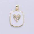 Gold Enamel Heart Charm Military Tag Pendant, Black White Love charm, Enamel Jewelry for Necklace Component I-448 I-449 - DLUXCA