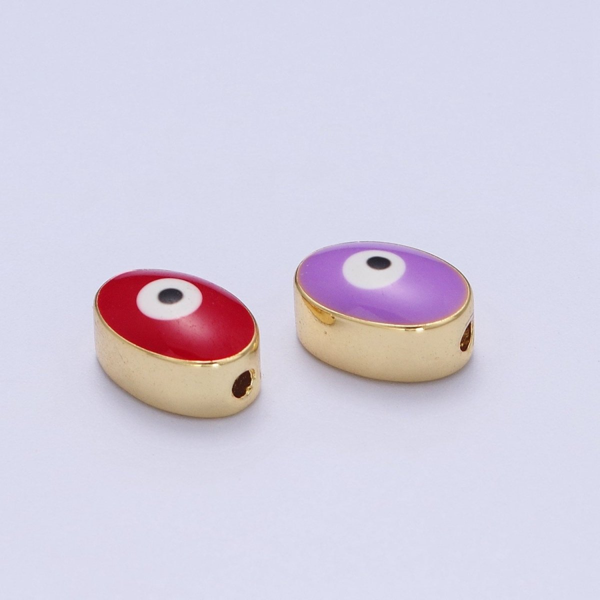 Gold Evil Eye Bead Spacer for Bracelet Red / Purple Eye Bead | B-671 B-652 - DLUXCA
