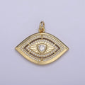 Gold Evil Eye Pendant 14K Gold plated Eye Charm- Minimalist Jewelry Medallion Pendant Clear Blue Green Red Cz Layering Stacking N-653 - N-656 - DLUXCA