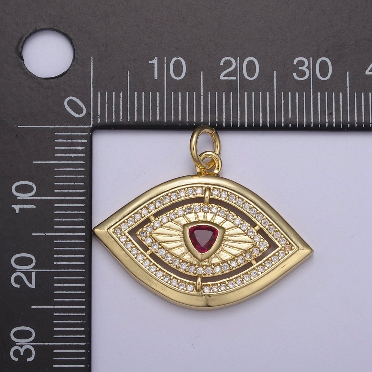 Gold Evil Eye Pendant 14K Gold plated Eye Charm- Minimalist Jewelry Medallion Pendant Clear Blue Green Red Cz Layering Stacking N-653 - N-656 - DLUXCA