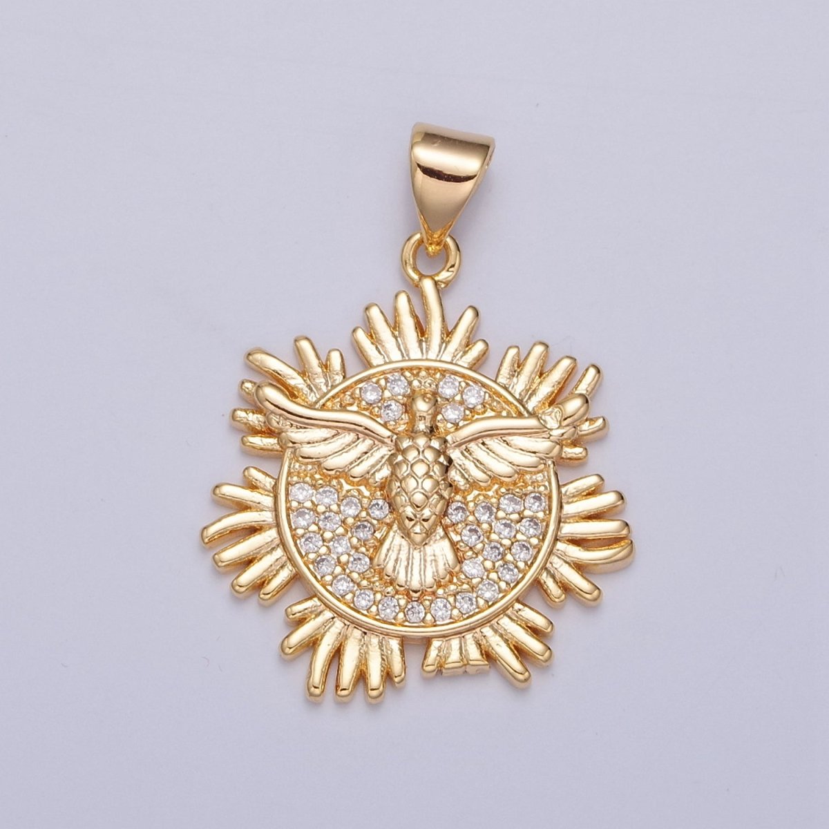 Gold Filed Holy Spirit Pendant, First Holy Communion Dove Gold Pendant, Christian Jewelry, Religious Medals J-597 - DLUXCA