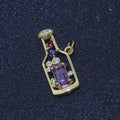 Gold Fill Love Spell Charm- Pink Green Glass Powers Of Love - Love Potion - Wine Bottle Spell Charm for Dainty Minimalist jewelry Component M-548 M-549