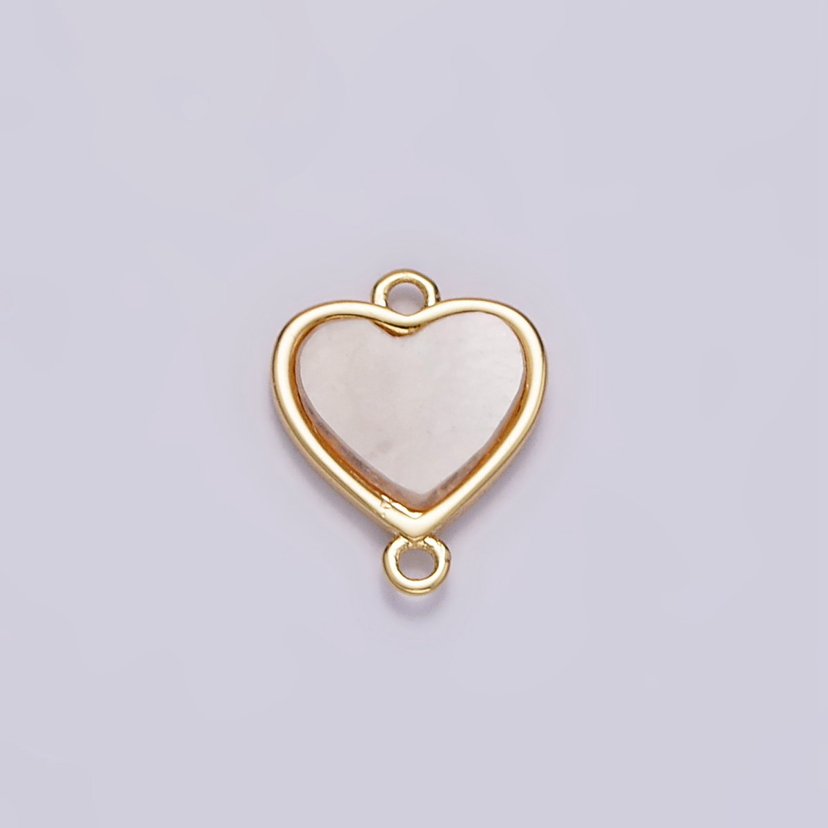Gold plated 10.5mm Sideway Heart Shell Pearl Minimalist Bezel Connector G-702 - DLUXCA