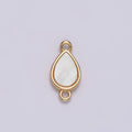 Gold plated 10.5mm Sideway Teardrop Shell Pearl Minimalist Bezel Connector G-695 - DLUXCA