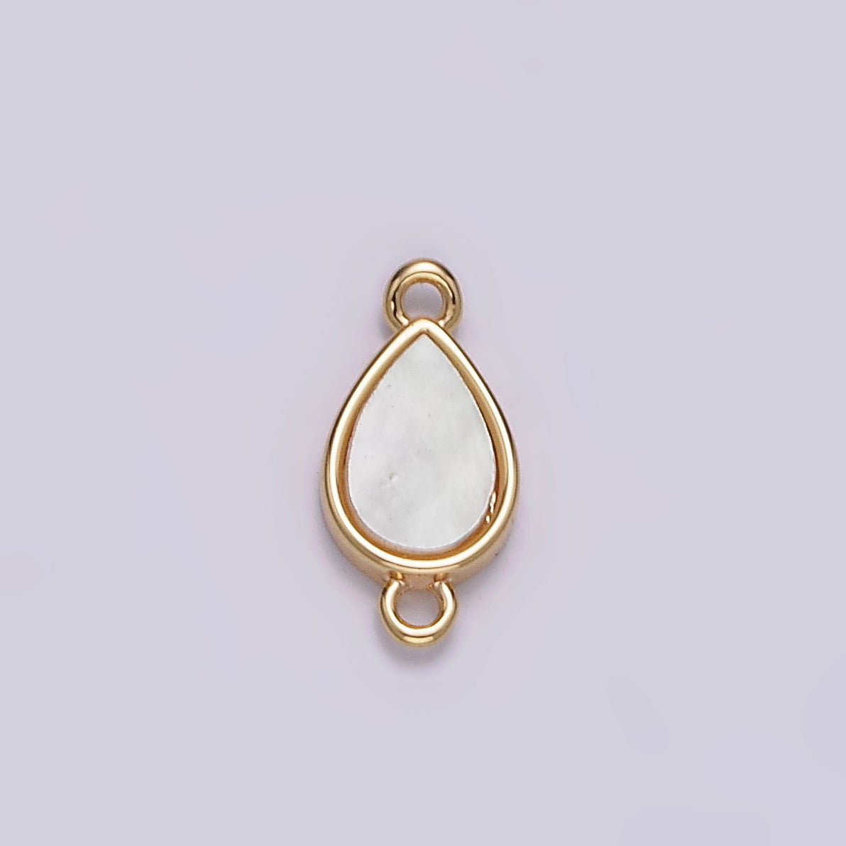 Gold plated 10.5mm Sideway Teardrop Shell Pearl Minimalist Bezel Connector G-695 - DLUXCA