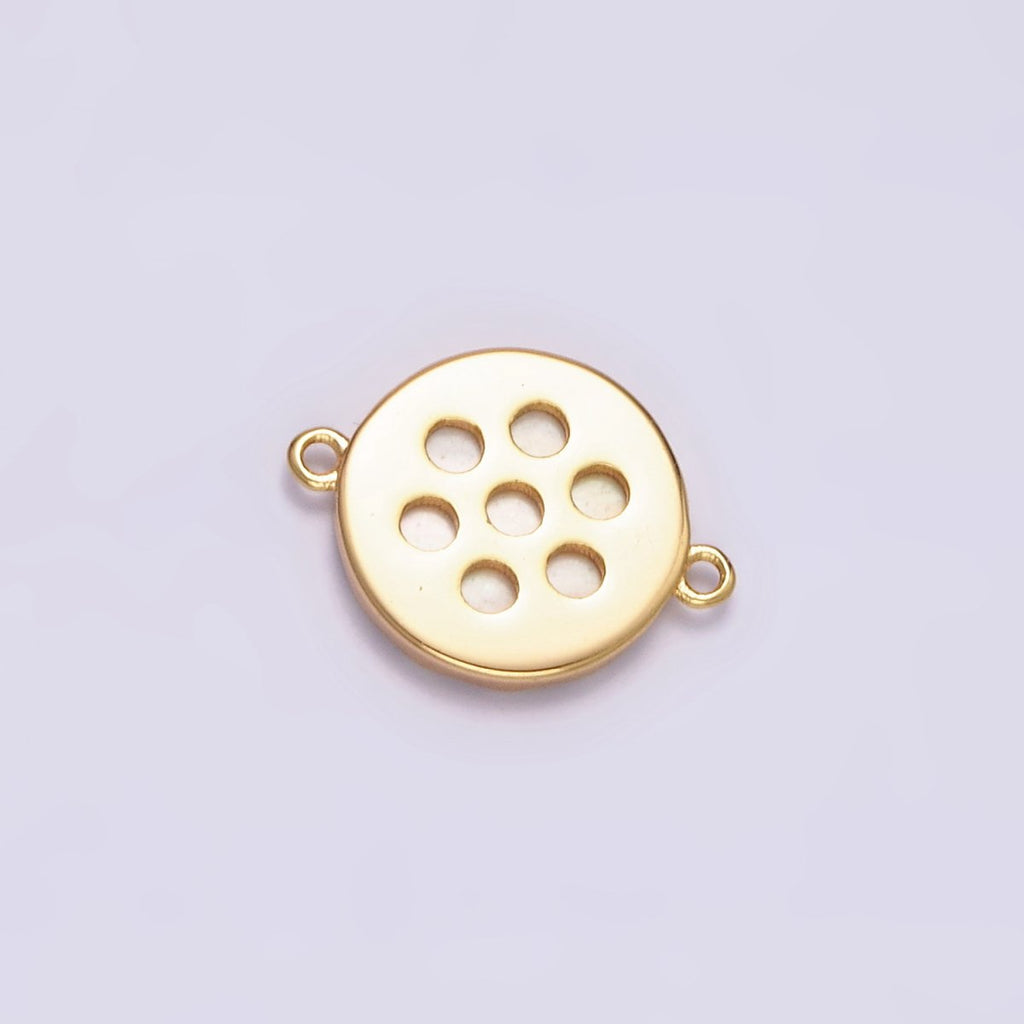 Gold plated 10mm Shell Pearl Hammered Round Connector G-705 - DLUXCA