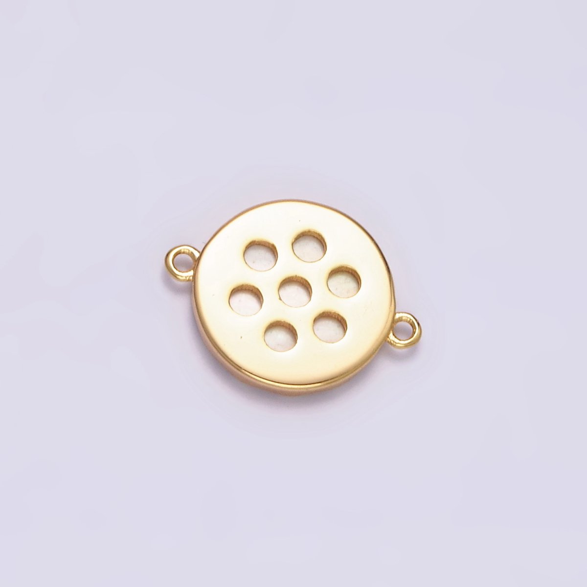 Gold plated 10mm Shell Pearl Hammered Round Connector G-705 - DLUXCA