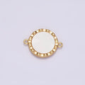 Gold plated 10mm Shell Pearl Hammered Round Connector G-705 - DLUXCA