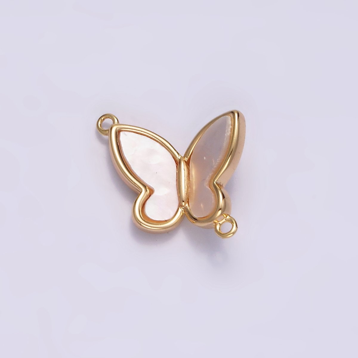 Gold plated 11.3mm Shell Pearl Butterfly Mariposa Fold Connector G-696 - DLUXCA