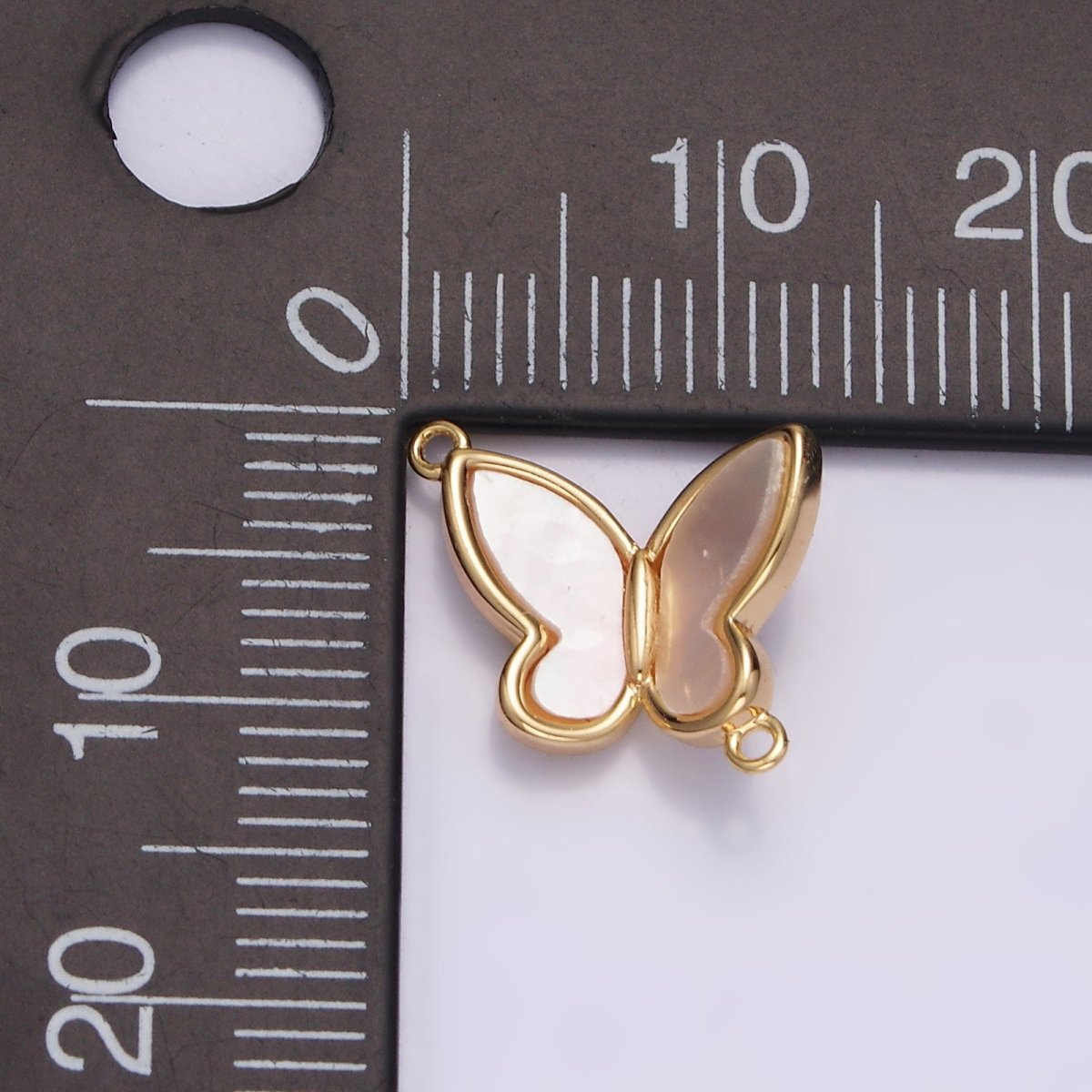 Gold plated 11.3mm Shell Pearl Butterfly Mariposa Fold Connector G-696 - DLUXCA