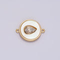 Gold plated 11.5mm Sideway Clear Teardrop Shell Pearl Round Connector G-706 - DLUXCA