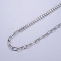 Gold plated 16 Inch Half Clear CZ Marquise Tennis Chain, Half Paperclip Chain Necklace in Gold & Silver Color | WA-958 Clearance Pricing