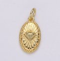 Gold plated 1pc Sunburst Diamond Oval Pendant | D-455/456