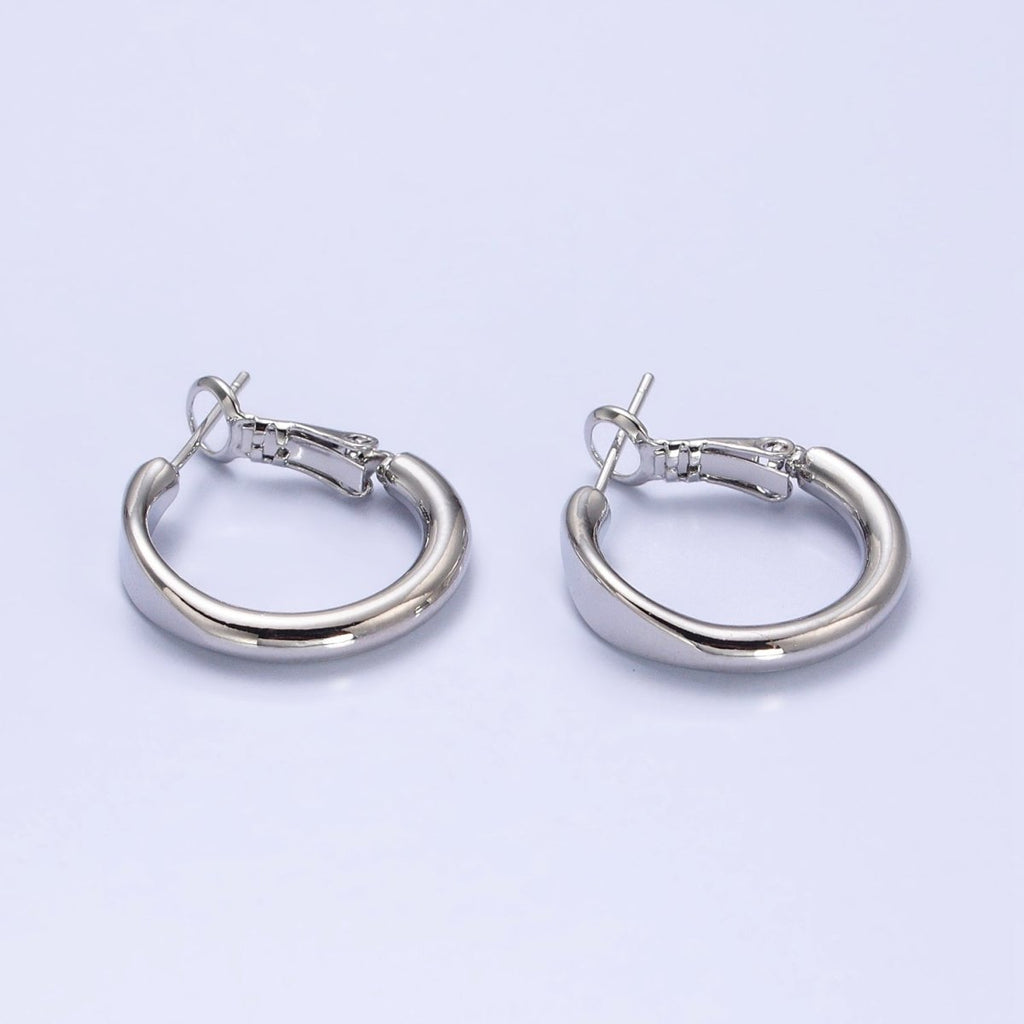 Gold plated 20mm Rounded Geometric Hinge Hoop Earrings in Gold & Silver | AB553 AB554 - DLUXCA