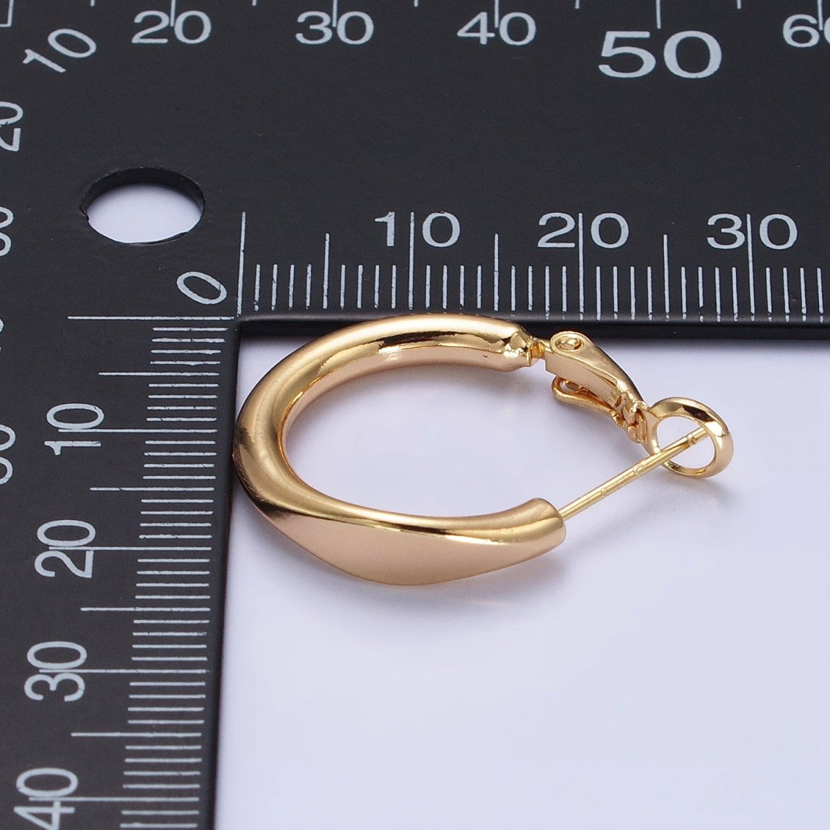 Gold plated 20mm Rounded Geometric Hinge Hoop Earrings in Gold & Silver | AB553 AB554 - DLUXCA