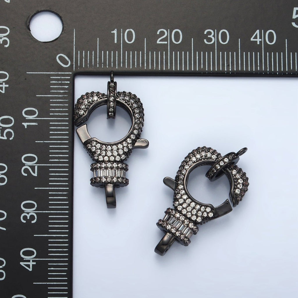 Gold plated 25mm Clear Baguette Micro Paved Lobster Clasps Rhondelle Closure Set Findings | L081 - DLUXCA