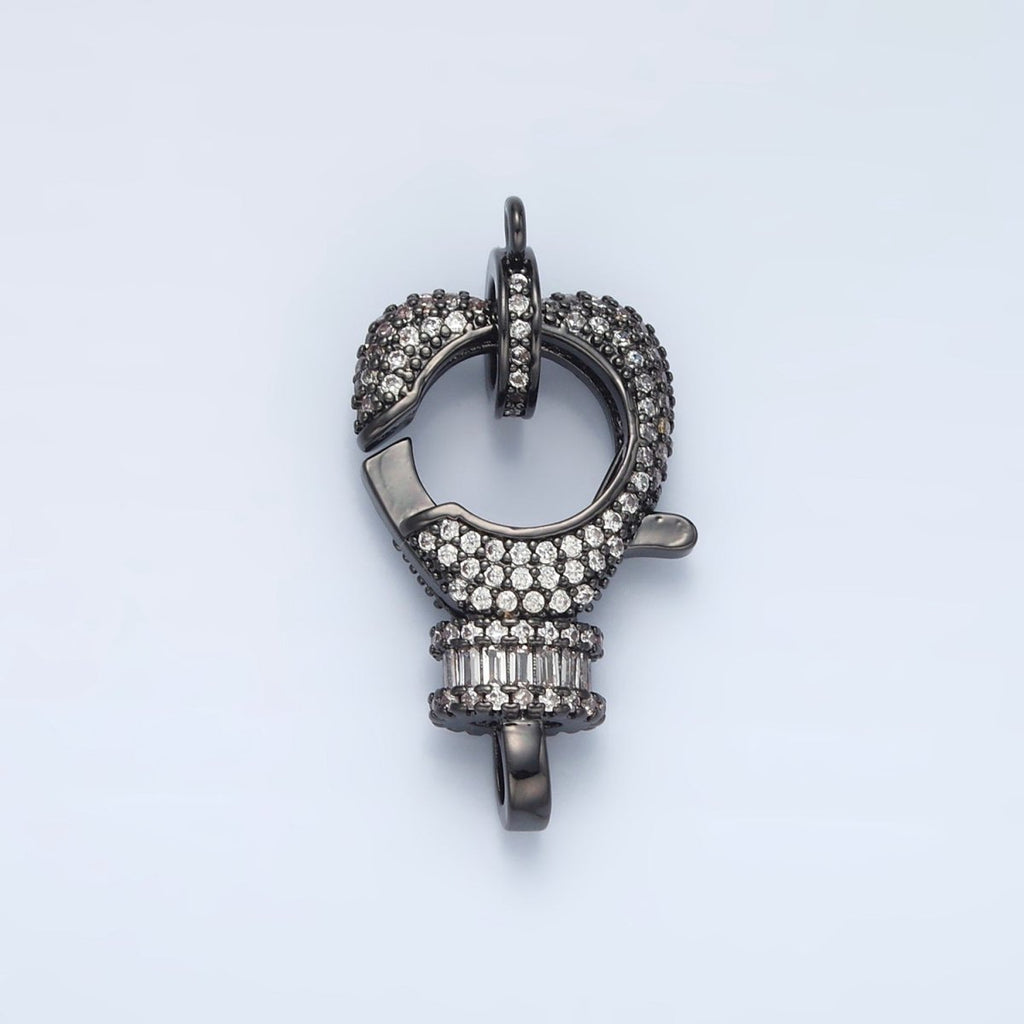 Gold plated 25mm Clear Baguette Micro Paved Lobster Clasps Rhondelle Closure Set Findings | L081 - DLUXCA