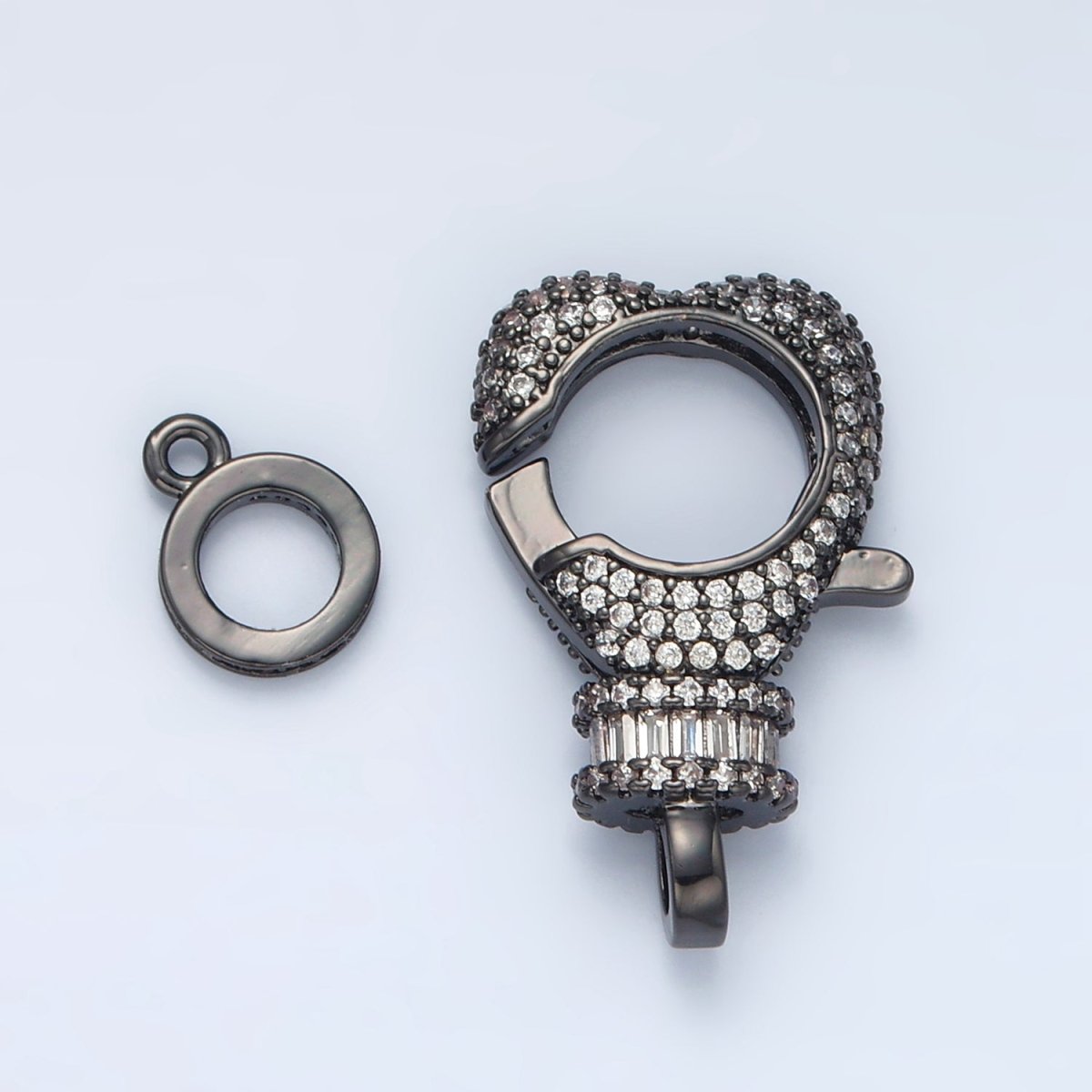 Gold plated 25mm Clear Baguette Micro Paved Lobster Clasps Rhondelle Closure Set Findings | L081 - DLUXCA