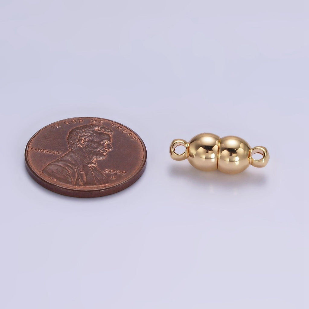 Gold plated 6mm Double Round Bead Magnetic Connector G-649 - DLUXCA