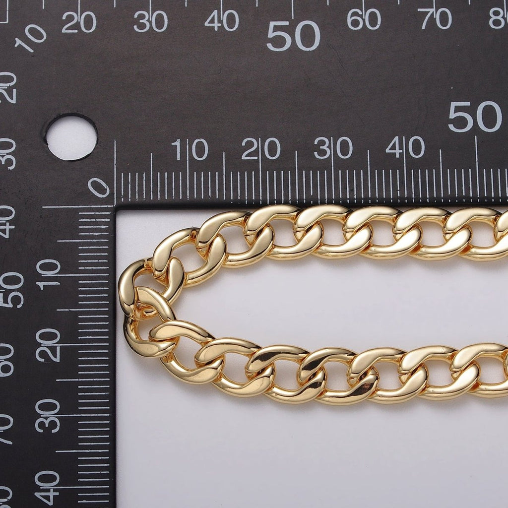 Gold plated 7.8mm Flat Curb Figaro Unfinished Silver Statement Chain by Yard in Gold & Silver | ROLL-1049, ROLL-1111 Clearance Pricing - DLUXCA