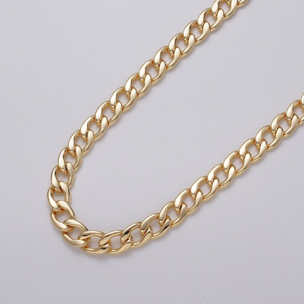 Gold plated 7.8mm Flat Curb Figaro Unfinished Silver Statement Chain by Yard in Gold & Silver | ROLL-1049, ROLL-1111 Clearance Pricing - DLUXCA
