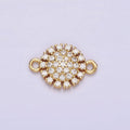 Gold plated 9.5mm Clear Micro Paved CZ Round Connector G-723 - DLUXCA