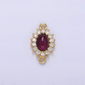 Gold plated Amethyst Cabochon Clear CZ Lined Oval Connector G-669 - DLUXCA