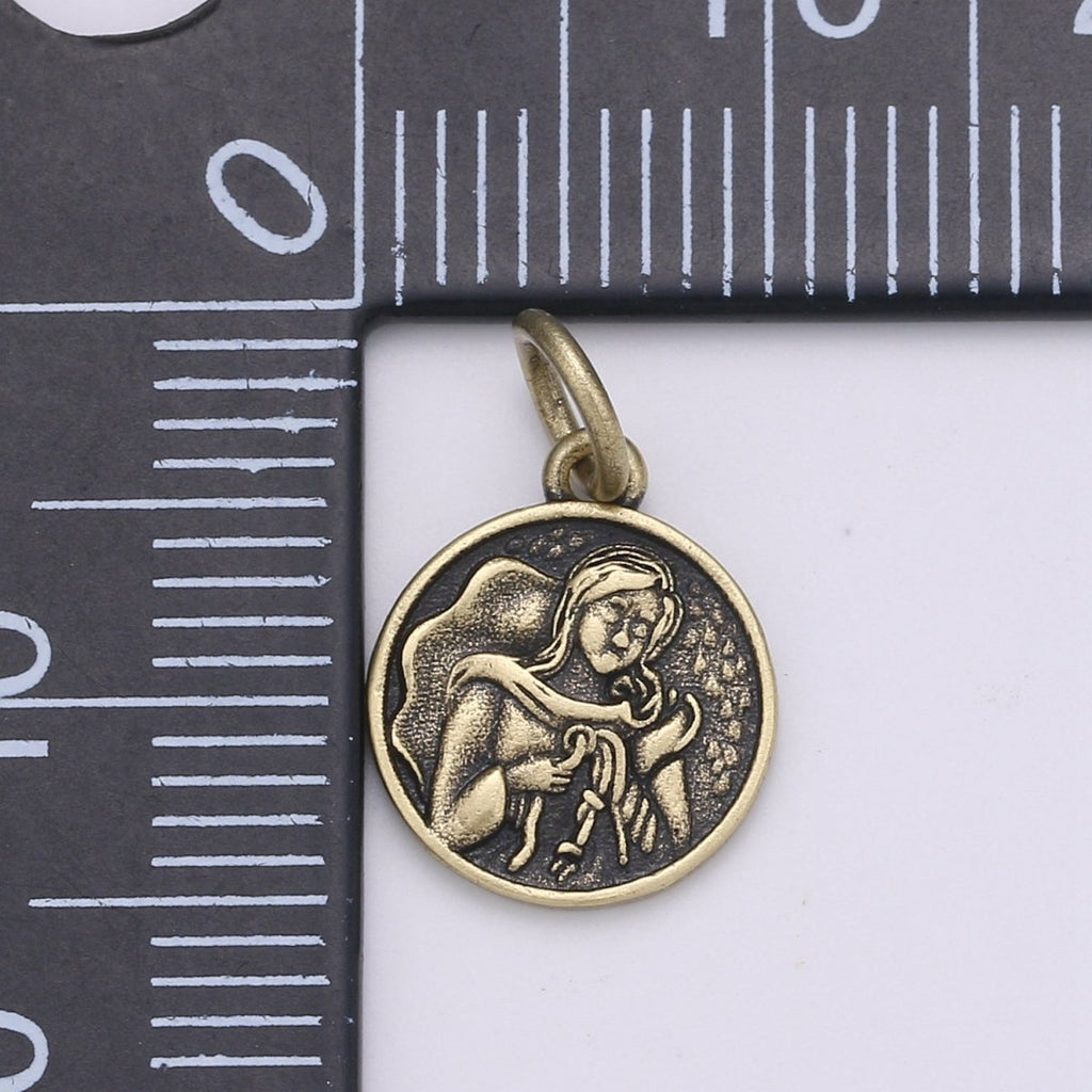 Gold plated Angel Rustic Coin Charm D-898 - DLUXCA