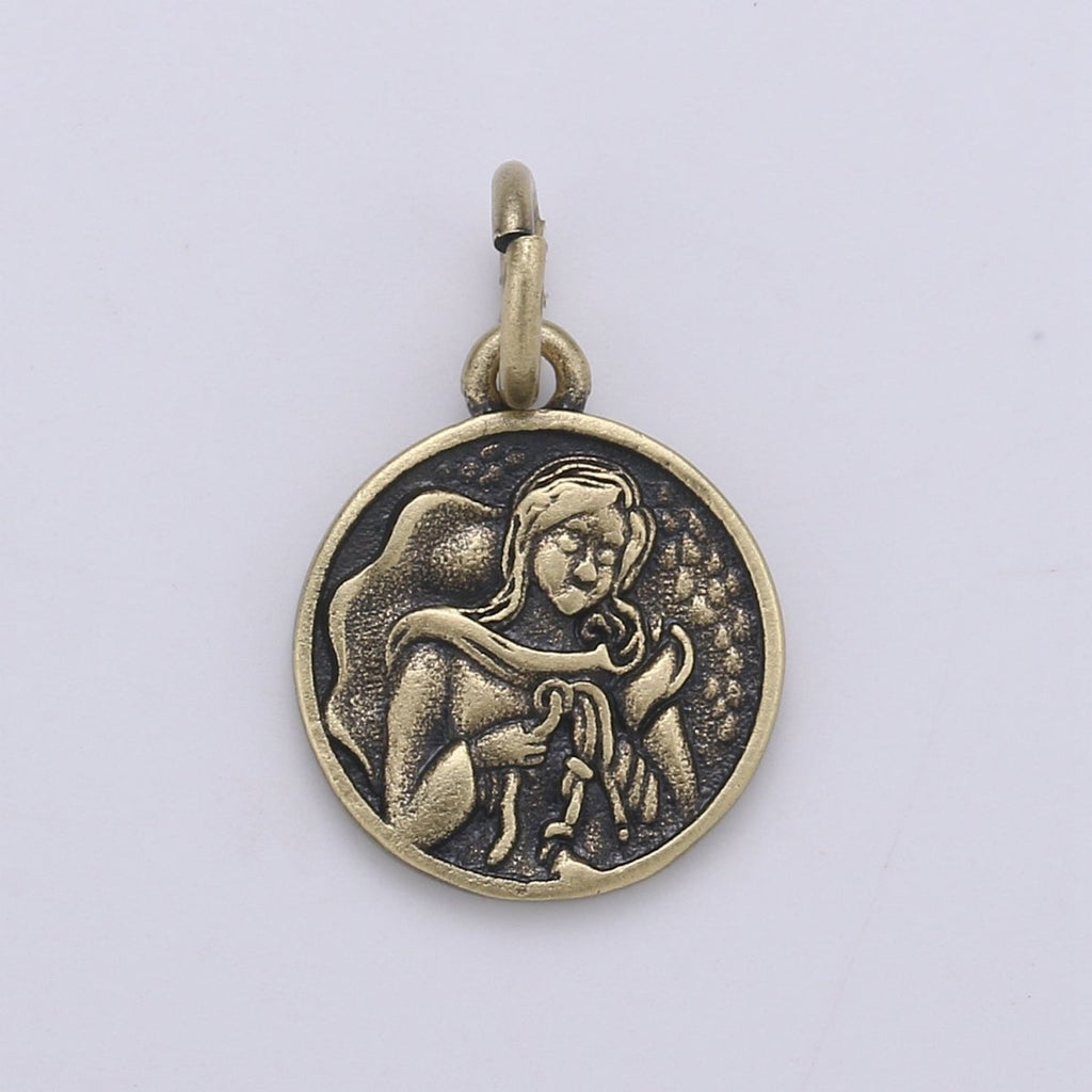 Gold plated Angel Rustic Coin Charm D-898 - DLUXCA