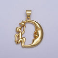 Gold plated Angel Star on the Crescent Moon Pendant in Gold & Silver | AA002 A003