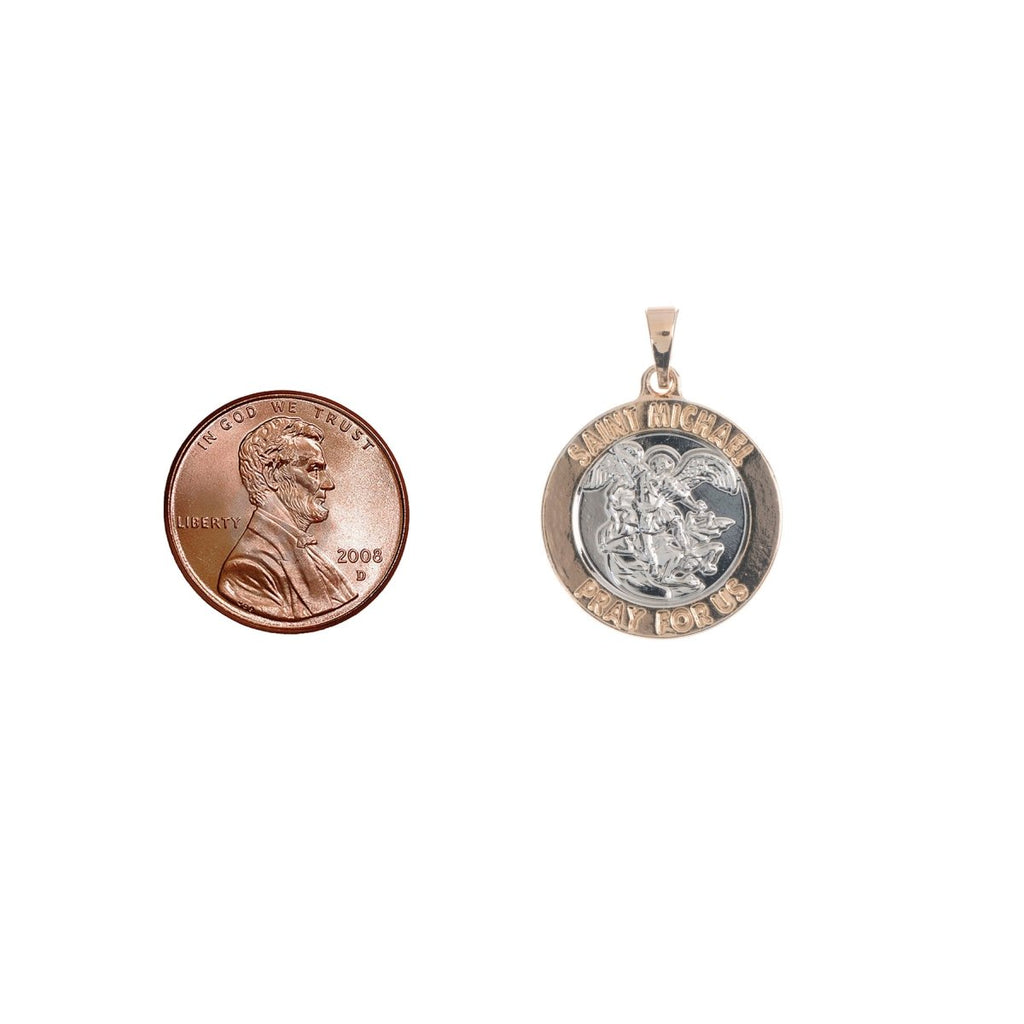 Gold plated Archangel Saint Michael Medal Pendant for Protection Protect us with Prayer in the back for Necklace Jewelry Making H-771 - DLUXCA