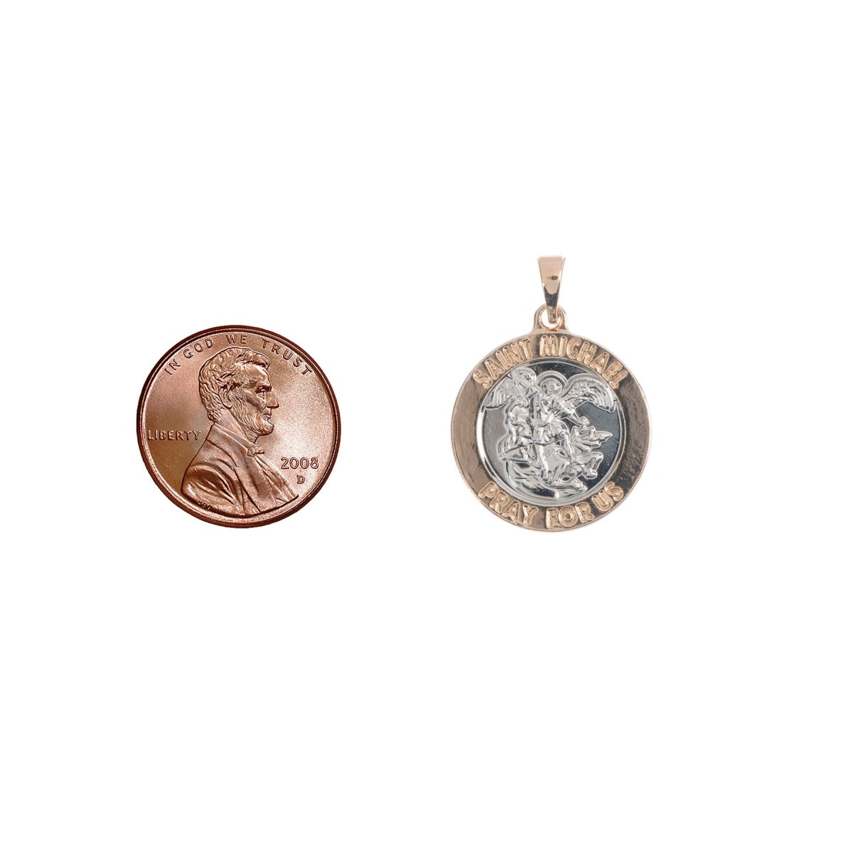 Gold plated Archangel Saint Michael Medal Pendant for Protection Protect us with Prayer in the back for Necklace Jewelry Making H-771 - DLUXCA