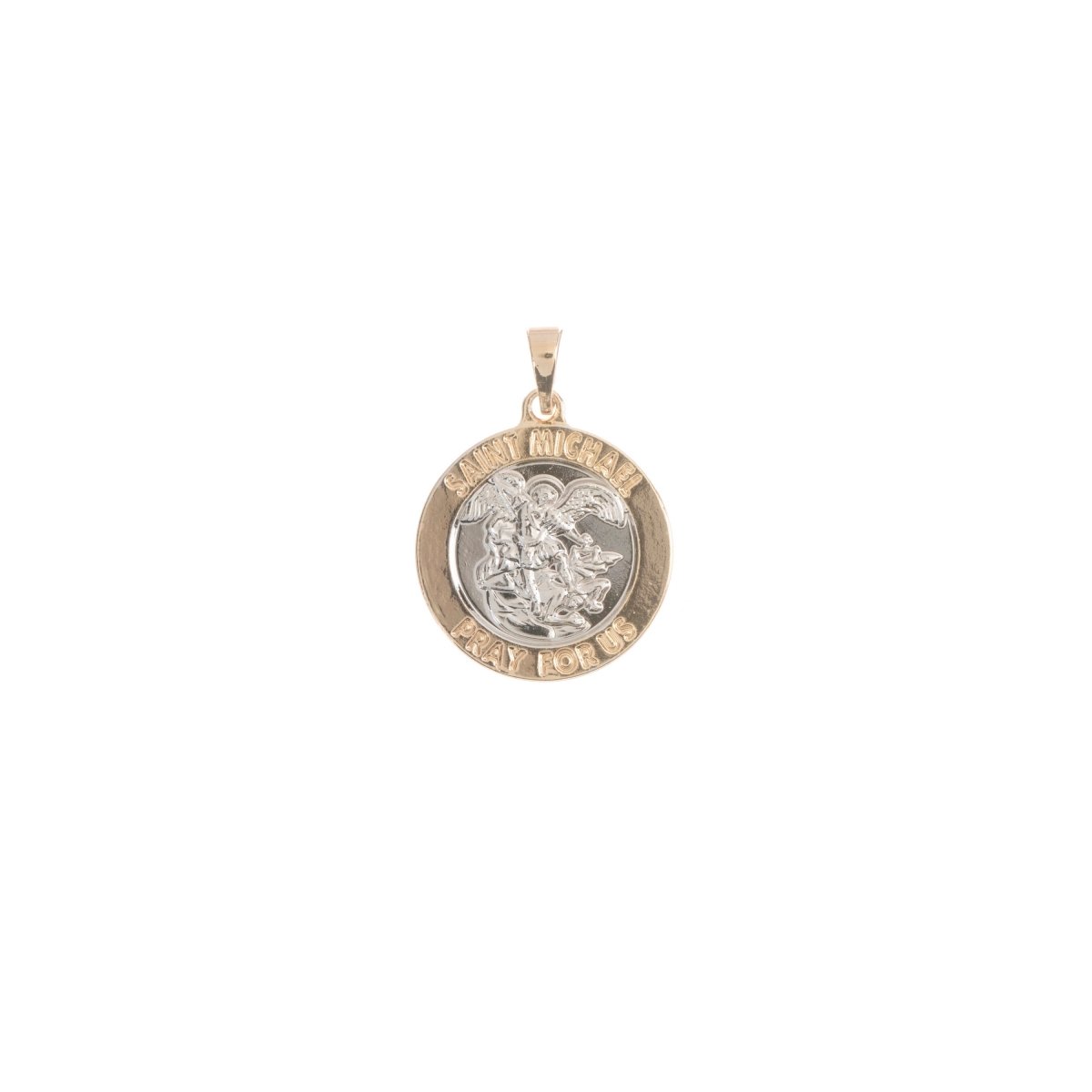 Gold plated Archangel Saint Michael Medal Pendant for Protection Protect us with Prayer in the back for Necklace Jewelry Making H-771 - DLUXCA
